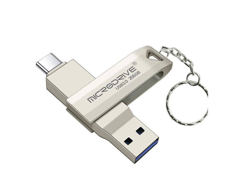 Microdrive 256G USB3.0&Type-C Dual Metal Interface High Speed Data Transmission Portable Memory U Disk for Phone Computer Tablet