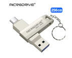 Microdrive 256G USB3.0&Type-C Dual Metal Interface High Speed Data Transmission Portable Memory U Disk for Phone Computer Tablet