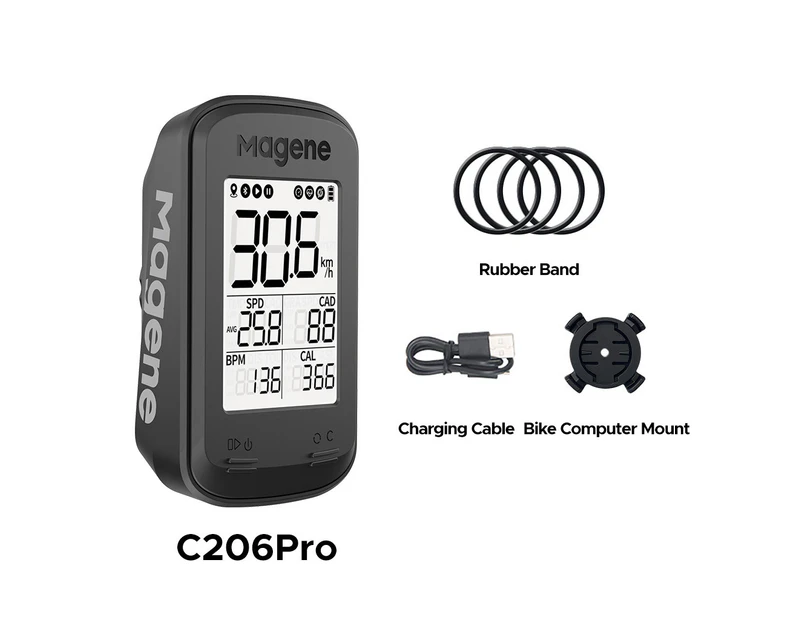 Magene Wireless Bike Computer with GPS Stopwatch Speedometer for Road Mountain Cycling -Black