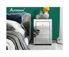 ALFORDSON 2x Mirrored Bedside Table Silver