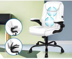 ALFORDSON Massage Office Chair Executive Computer Gaming Seat PU Leather White