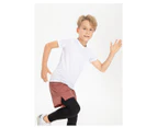Boys Athletic T-shirts Kids Quick Dry Activewear Shirts Children Short Sleeve Sports Tops Basic Running Tee Shirts-White