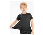 Boys Athletic T-shirts Kids Quick Dry Activewear Shirts Children Short Sleeve Sports Tops Basic Running Tee Shirts-Black