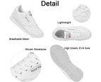 Amoretu Couples Leather Sneakers Lace up Lightweight Cushioned Sport Shoes-White