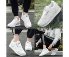 Amoretu Couples Leather Sneakers Lace up Lightweight Cushioned Sport Shoes-White