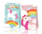 12pcs Unicorn  Theme Paper Lolly Loot Bags with Stickers |  Baby Shower Kids Girls Birthday Party Gift Bags