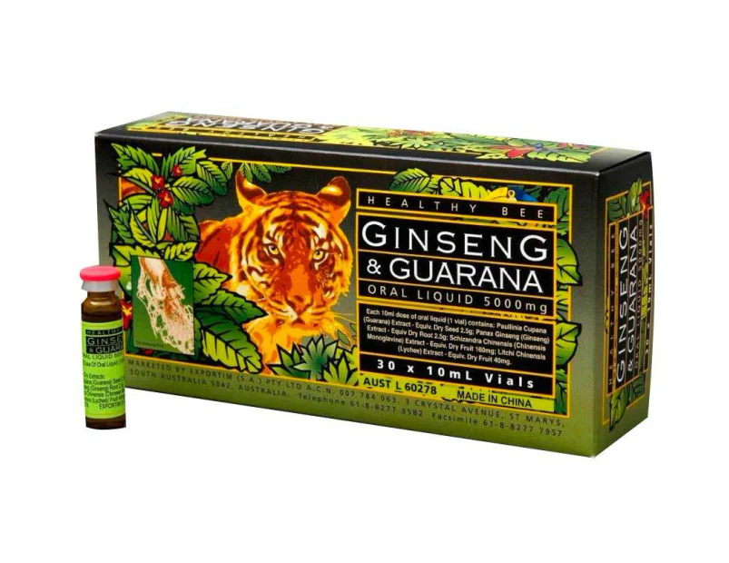 Healthy Bee Ginseng & Guarana Oral Liquid 5000mg (30 x 10mL vials)