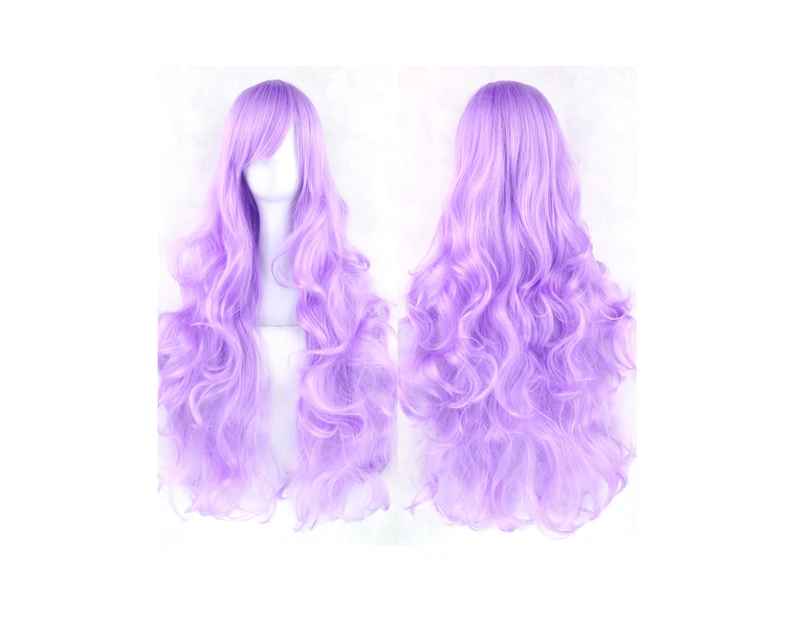 Cosplay Long Hair Wig High Temperature Silk Multi Colored Cartoon 80Cm - Light Purple