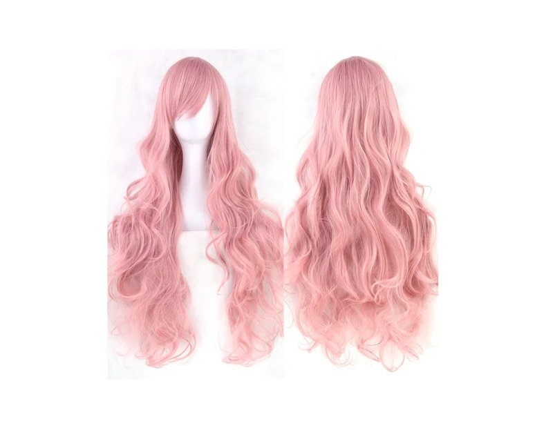 Cosplay Long Hair Wig High Temperature Silk Multi Colored Cartoon 80Cm - Light Pink