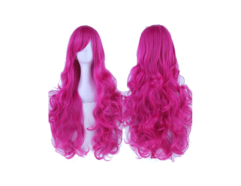 Cosplay Long Hair Wig High Temperature Silk Multi Colored Cartoon 80Cm - Dark Pink