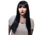 Long Womens Straight Black Costume Wig with Fringe Womens