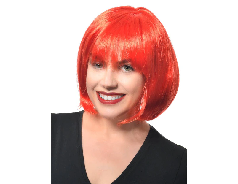 Short Womens Red Bob Costume Wig with Fringe Womens