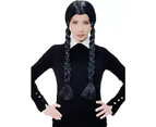 Gothic Womens Plaited Wednesday Addams Halloween Wig Womens