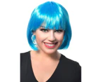 Short Womens Light Blue Bob Costume Wig with Fringe Womens