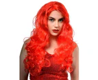 Long Curly Bright Red Womens Costume Wig Womens