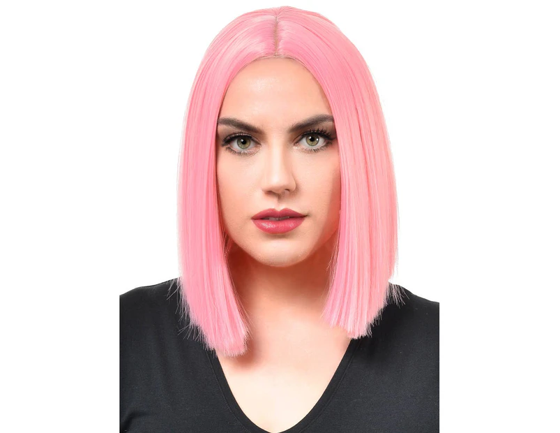 Deluxe Light Pink Womens Heat Resistant Bob Costume Wig Womens