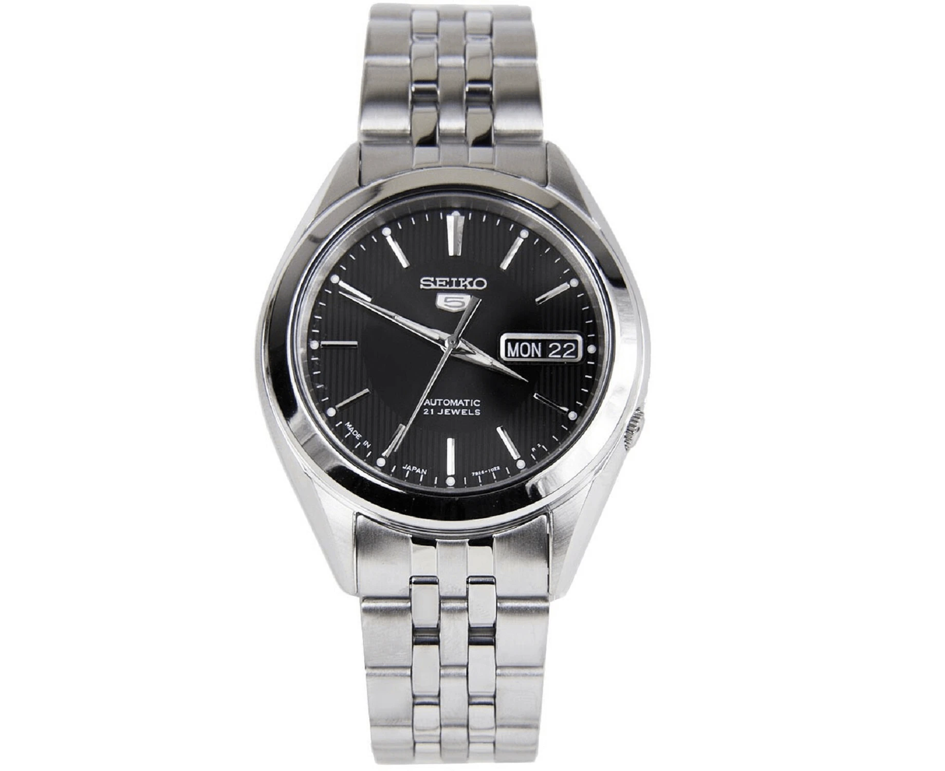 Seiko 5 Automatic 21 Jewels Japan Made Stainless Steel Men's Watch Snkl23j1, Black Dial