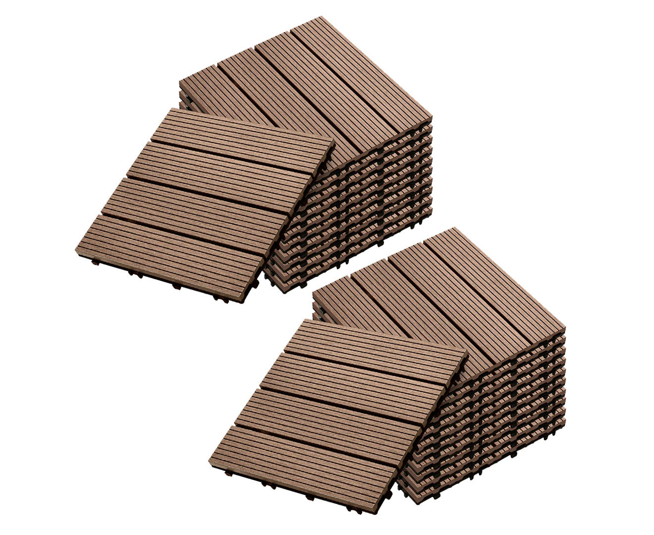 SOGA 2X 11 pcs Light Chocolate DIY Wooden Composite Decking Tiles Garden Outdoor Backyard Flooring Home Decor