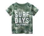 Kids Boys Girls Summer Camo Short Sleeve T-Shirt Casual Letter Print Tops - Green