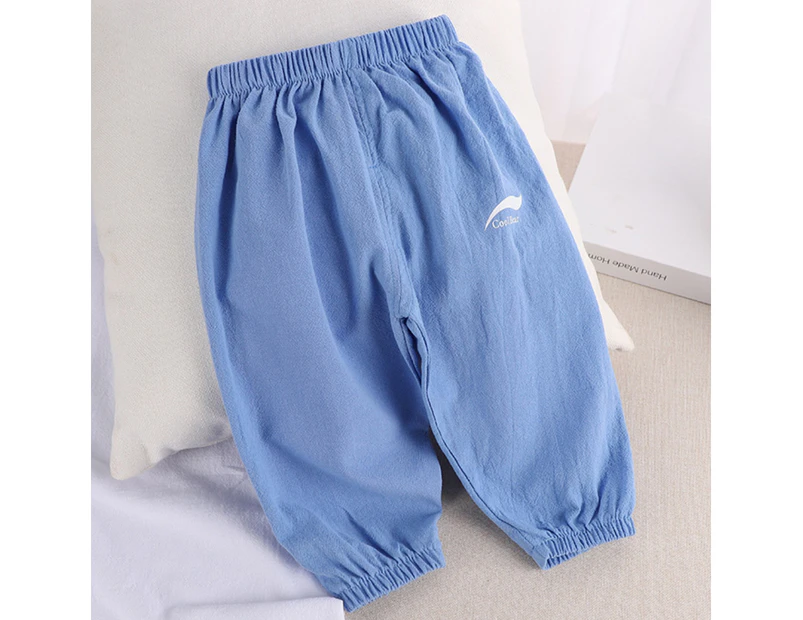 Kids Boys Girls Breathable Elastic Waist Pants Long Sweatpants Trousers Bottoms - Blue