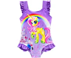 Kids Girls Unicorn Swimwear One Piece Swimming Costume Swimsuit Bikini Beachwear - Purple