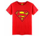 Toddler Kids Boys Superman Logo Print T-shirt Tee Shirts Summer Casual Top - Red