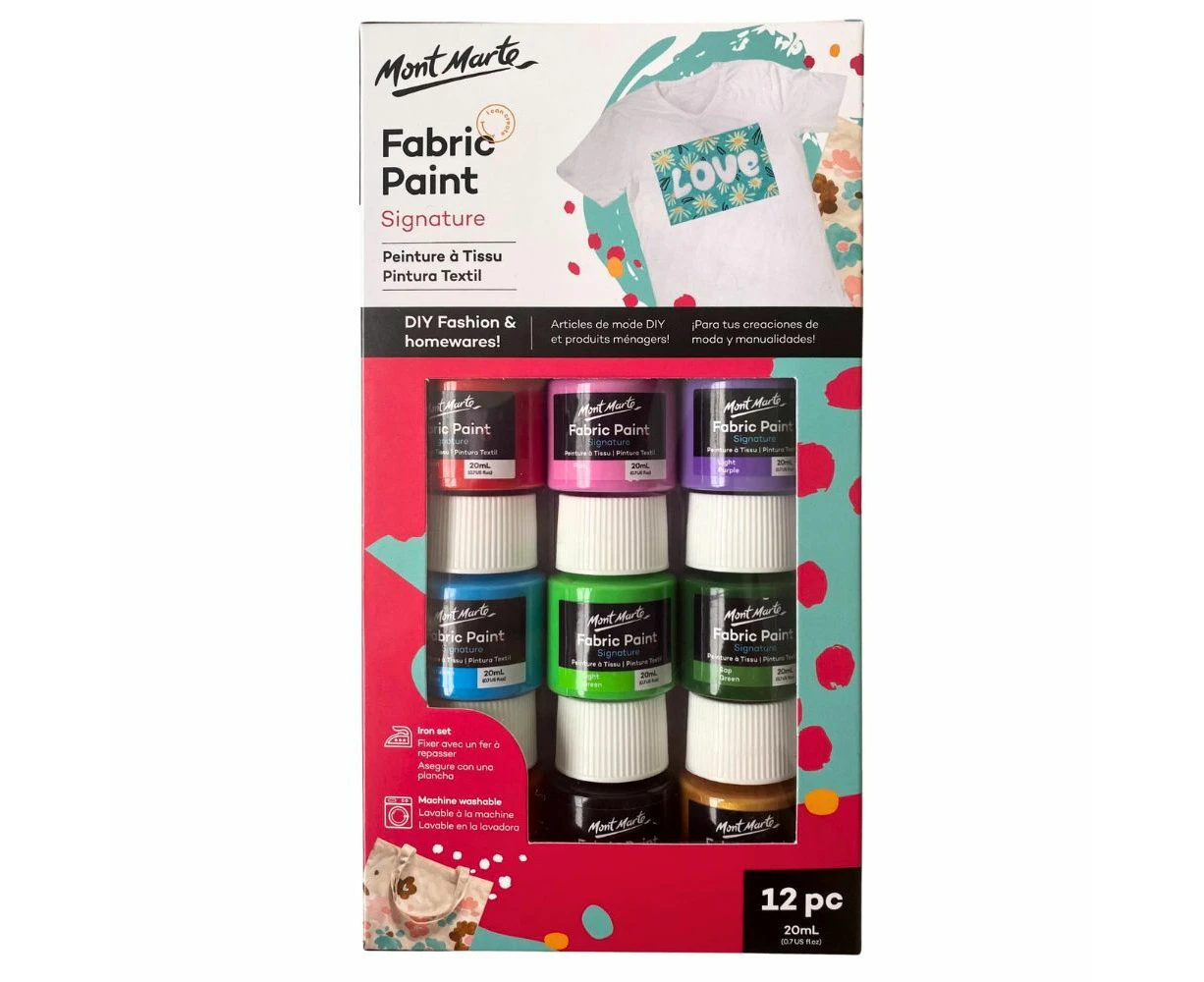 Mont Marte Signature Fabric Paint Set - 12pc x 20ml