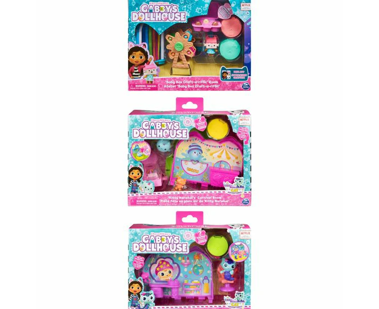 Spin Master Gabby's Dollhouse Deluxe Room Figures Playset Kids Toy Assort 3+