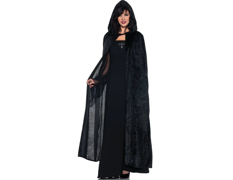 Gothic Black Velvet Hooded Halloween Costume Cloak