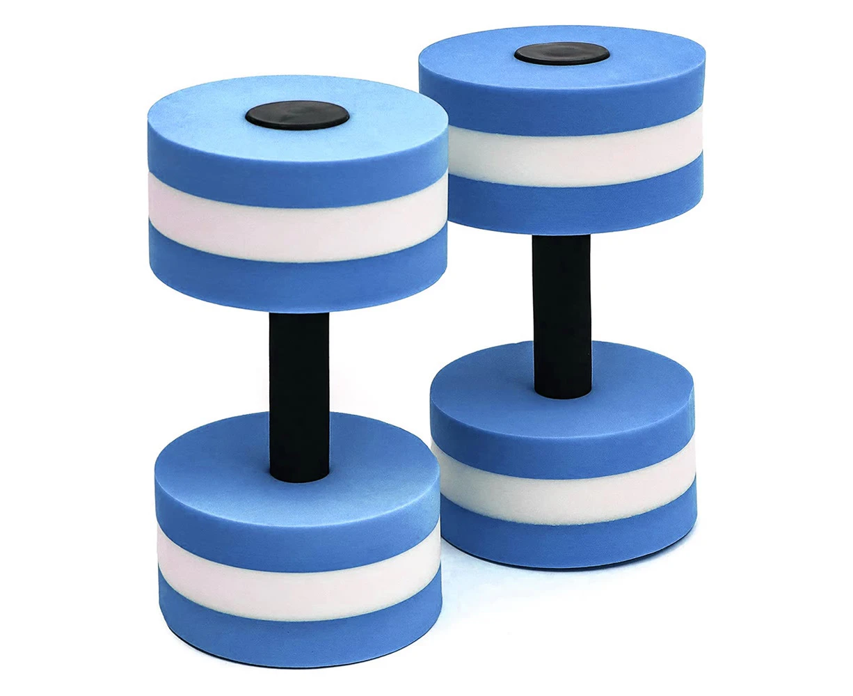 2PCS Water Dumbbells Aquatic Exercise Dumbells Water Aerobics Workouts Barbells Blue+White