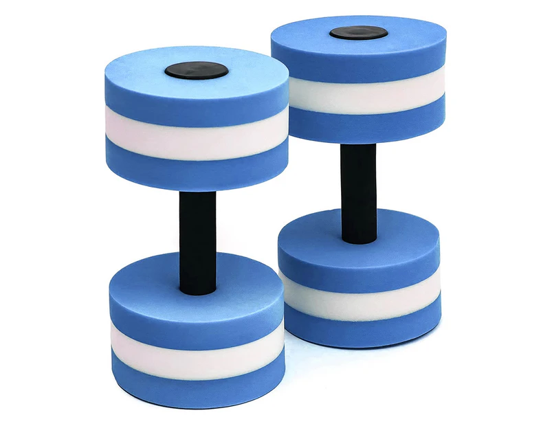 2PCS Water Dumbbells Aquatic Exercise Dumbells Water Aerobics Workouts Barbells Blue+White