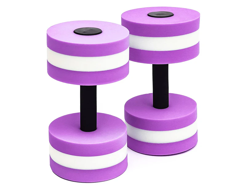 2PCS Water Dumbbells Aquatic Exercise Dumbells Water Aerobics Workouts Barbells Purple+White