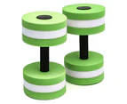 2PCS Water Dumbbells Aquatic Exercise Dumbells Water Aerobics Workouts Barbells Green+White