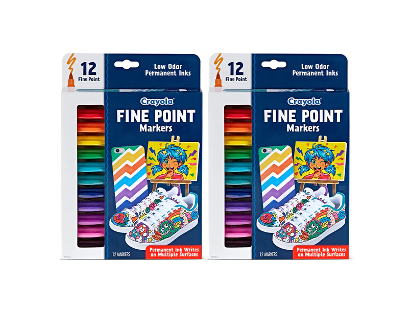 2 x 24pc Crayola Kids/Childrens Creative Permanent Fine Point Drawing Markers 96m+