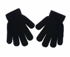 Children Gloves Girl Boy Kids Mitten Stretchy Knitted Winter Warm Knit Glove-Black