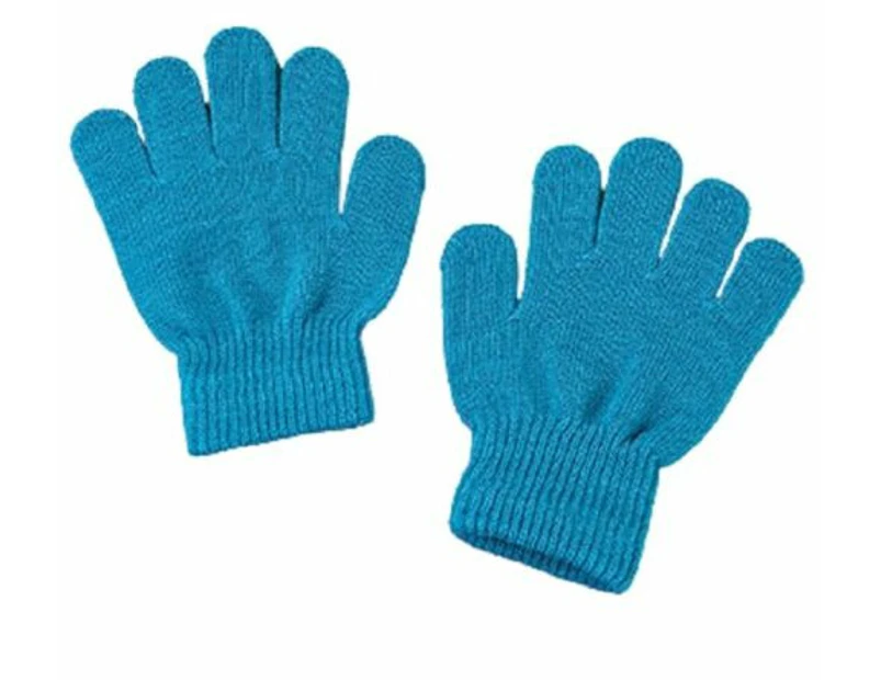 Children Gloves Girl Boy Kids Mitten Stretchy Knitted Winter Warm Knit Glove-Blue
