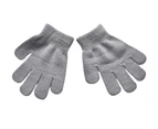 Children Gloves Girl Boy Kids Mitten Stretchy Knitted Winter Warm Knit Glove-Grey