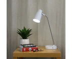 Oriel Lighting RIK White/Brushed Chrome Table lamp with USB socket