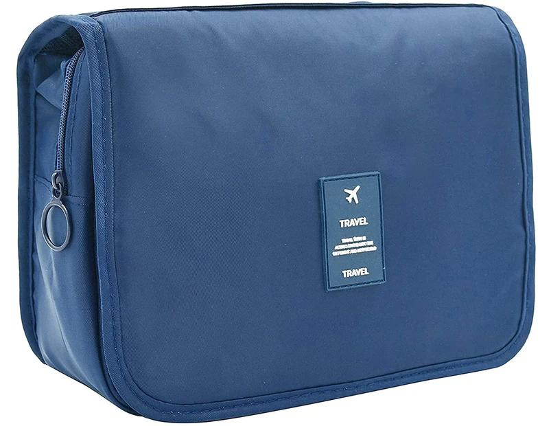 Premium Hanging Travel Toiletry Bag For Women And Men, Hygiene Bag, Bathroom And Shower Organizer Kit With Elastic Band-Navy Blue