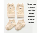 1Pairs Baby Crawling Anti-Slip Knee Pads And Anti-Slip Baby Socks Set Unisex Toddler Knee Protectors Non Slip Ankle Socks,Apricot-M