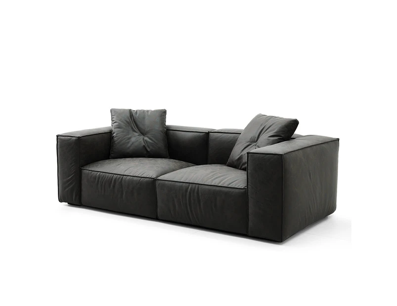 3 Seater Tofu Sofa Lounge Couch Grey Goose Down Sponge Padding Living Room