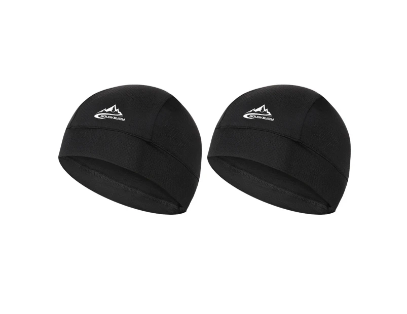 2Pcs Breathable Helmet Liner Cap Cooling Skull Cap Running Cycling Sports Outdoor Hats-Black