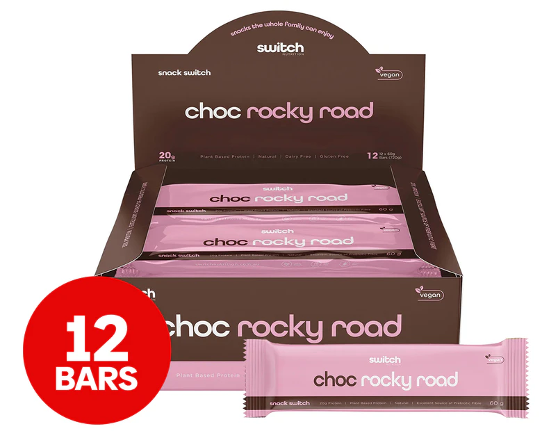 12 x Switch Nutrition Snack Switch Bar Choc Rocky Road 60g