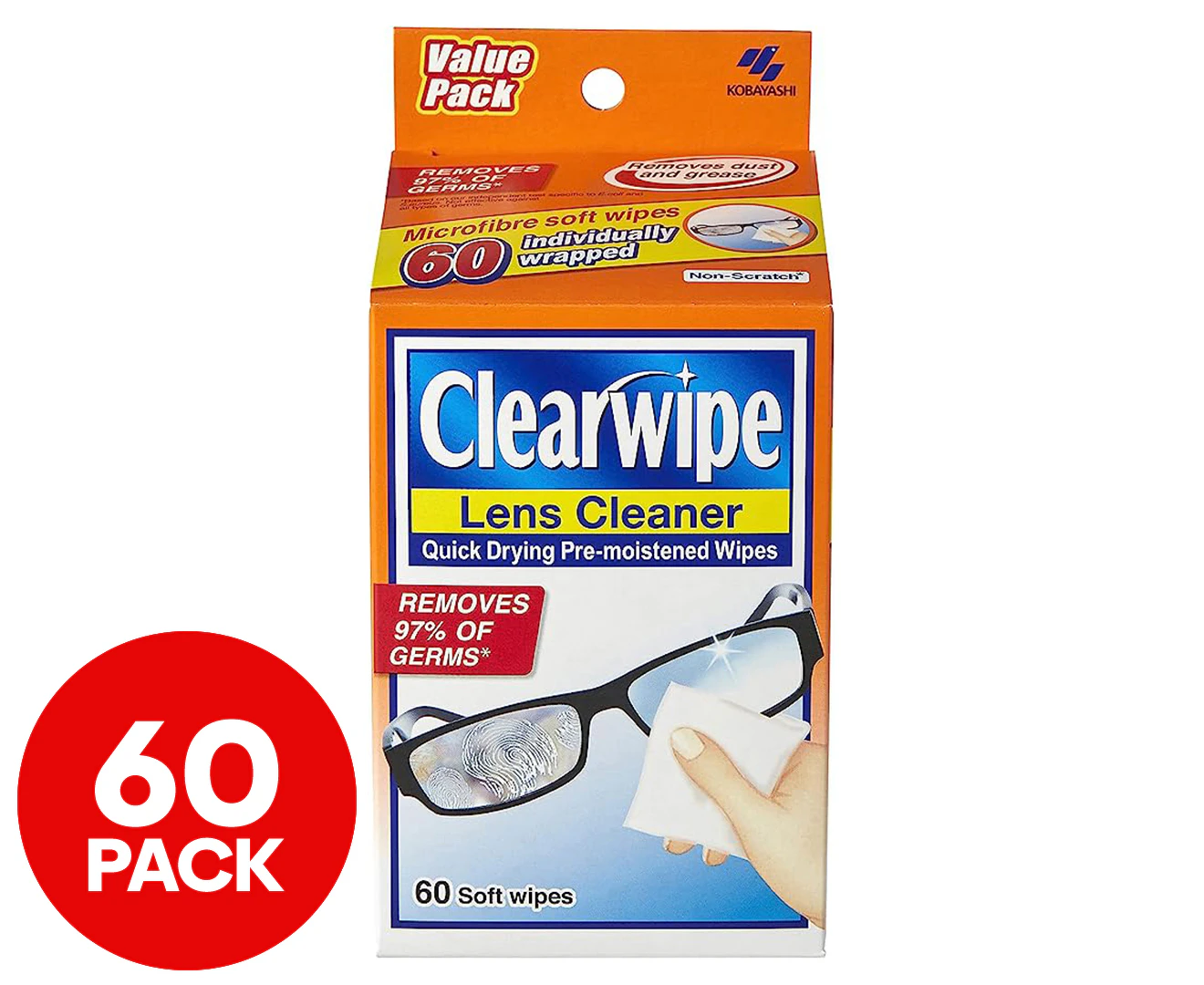 Clearwipe Lens Cleaner Wipes 60 Pack