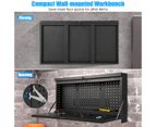 Costway Wall-Mounted Workbench Folding Worktable w/Peg Board Tool Organizer Garage Workshop, Black