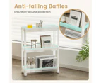 Costway 2x Bathroom Storage Cart Mobile Trolley Kitchen Organizer Shelf Utility Cart White