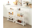 Costway 2x Bathroom Storage Cart Mobile Trolley Kitchen Organizer Shelf Utility Cart White