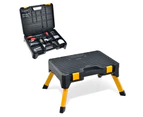 Costway 2in1 Foldable Step Stool Tool Box Chest Carry Case Garage Storage Home Workshop
