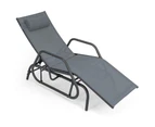 Costway Patio Sun Lounger Outdoor Glider Chair Adjustable Recliner w/Cushion Backyard Garden, Grey