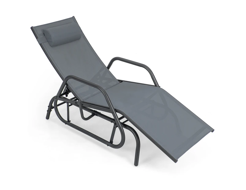 Costway Patio Sun Lounger Outdoor Glider Chair Adjustable Recliner w/Cushion Backyard Garden, Grey